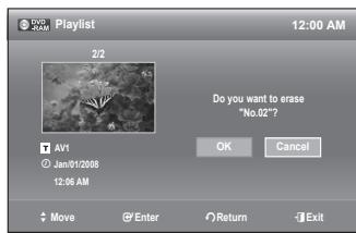 SAMSUNG DVD-VR375 - Deleting a Playlist Title from the Playlist - 1
