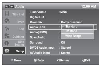 SAMSUNG DVD-VR375 - Audio DRC (Dynamic Range Control) (DVDs only) - 1