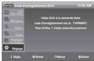 SAMSUNG DVD-VR375 - Code d'enregistrement DivX - 1