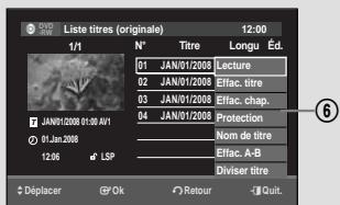 Liste titres (originale) 12:00 1/1 N° Titre Longu Éd. 01 JAN/01/2008 Lecture 02 JAN/01/2008 Effic. titre 03 JAN/01/2008 Effic. chap. 04 JAN/01/2008 Protection Nom de titre Effic. A-B Diviser titre 01 JAN 2008 LSP 02 JAN 2008 Deplacer Ok Retour Quit.