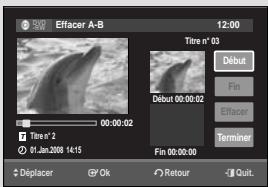 Effacer A-B 12:00 Tire n° 03 Debut 00:00:02 Debut 00:00:02 Effacer Terminer Tire n° 2 01.Jun.2008 14:15 Fin 00:00:00 Displacer Ok Retour Quit.
