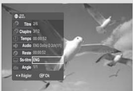 Titré 0/6 Chapre 3/12 Temps 00:00:52 Audio ENG Delay D shot(1) Reste 00:00:52 So-tire ENG Angle 17° •► Régler GP Ok