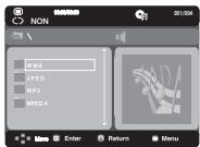 NON WMA JPEG MP3 MPD 4 Mino Enter Return Menu