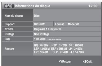 SAMSUNG DVD-VR375A - Informations sur le disque - 5