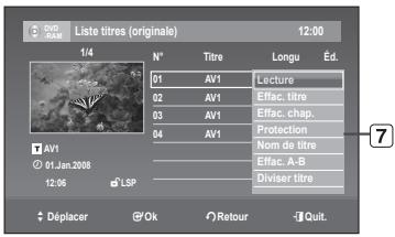 SAMSUNG DVD-VR375A - Éléments de l'écran de la liste de titres - 2