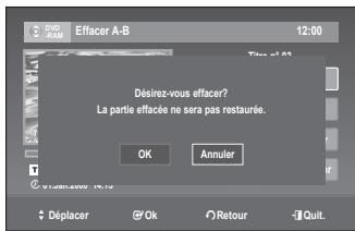 SAMSUNG DVD-VR375A - Supprimer une section d'un titre (effacer a-b) - 7