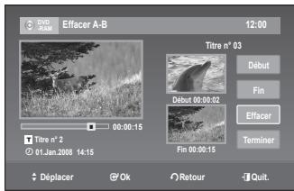 SAMSUNG DVD-VR375A - Supprimer une section d'un titre (effacer a-b) - 6
