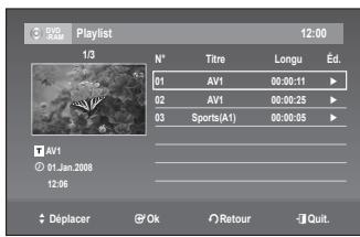 SAMSUNG DVD-VR375A - Création d'une liste de lecture - 7