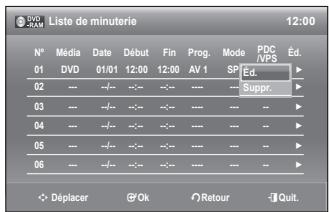 SAMSUNG DVD-VR375A - Modifier la LISTE des enregistrements programmés - 8