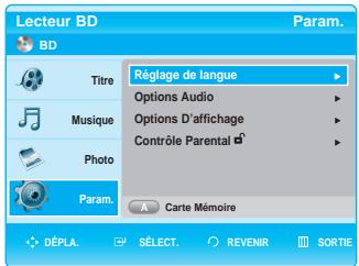 SAMSUNG BD-P1000 - Configuration des options de langue - 2