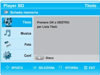 SAMSUNG BD-P1000 - Premere il tastingo MENU e quindi il tastingo ROSSO (A) per selezionare il modo schedai memoria (se nell'unita è presente un disco BD/DVD, è necessario prima fermarlo) - 1