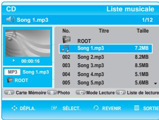 SAMSUNG BD-P1000 - - Pour acceder à la liste musicale - - 1