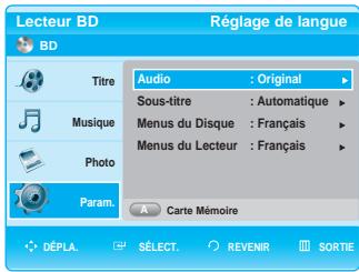 SAMSUNG BD-P1000 - Configuration des options de langue - 3