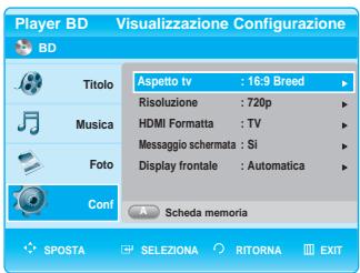 SAMSUNG BD-P1000 - Impostazione delle opzioni dello schermo/uscita video - 3