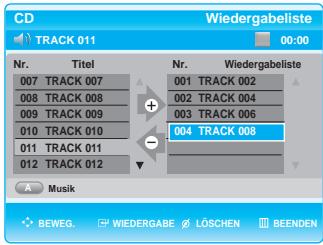 SAMSUNG BD-P1000 - Wenn sich ein unerwünschter Track in der Wiedergabeliste befindet, wahlen Sie diesen mit den Tasten aus, und drucken Sie dann auf CANCEL. - 1