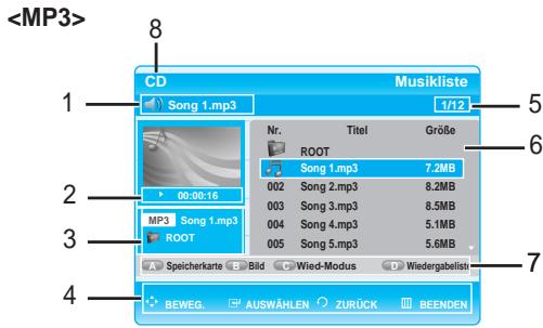 SAMSUNG BD-P1000 - Bildschirmoptionen für Audio-CD (CD-DA)/MP3 - 2