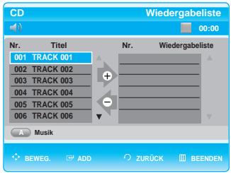SAMSUNG BD-P1000 - Drucken Sie während der Wiedergabe einer Musikliste die Taste BLAU (D). - 1