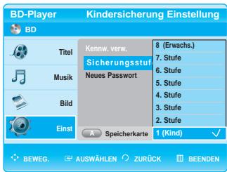 SAMSUNG BD-P1000 - Einstellung der Alterseinstufung - 1