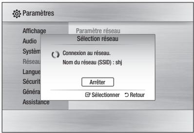 SAMSUNG HT-C6200 - Configuration de la connexion au réseau sans fil - recherche automatique du réseau - 1