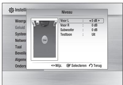 SAMSUNG HT-C6200 - Het niveau van de voor-/subwooferluidsprekers aanpassen - 1