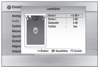SAMSUNG HT-C6200 - Einstellung der Lautstärke für die Front/Subwoofer-Loutsprecher - 1