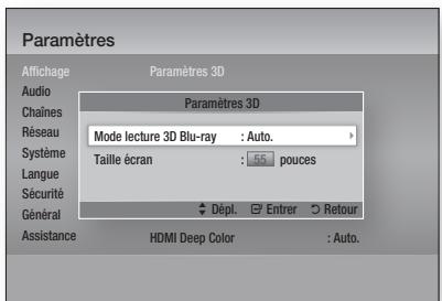 SAMSUNG BD-D8200 - Paramètres 3D - 1