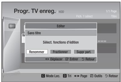 SAMSUNG BD-D8200 - Attribution d'un nouveau nom à un titre enregistré - 1