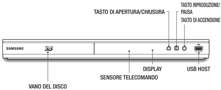 TASTO DI APERTURA/CHIUSURA TASTO RIPRODUZIONE/ PAUSA TASTO DI ACCENSIONE SAMSUNG VANO DEL DISCO DISPLAY SENSORE TELECOMANDO USB HOST