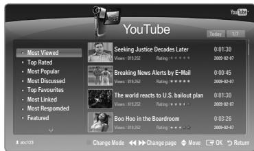 SAMSUNG BD C8900 XEG - Using the YouTube Widget - 1