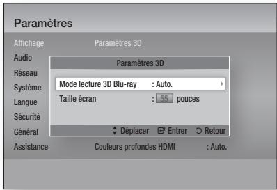 SAMSUNG BD-D7500 - Paramètres 3D - 1
