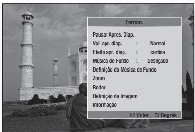 SAMSUNG BD-D7500 - Utilizar a funcao Apresentacao de Diapositivos - 1