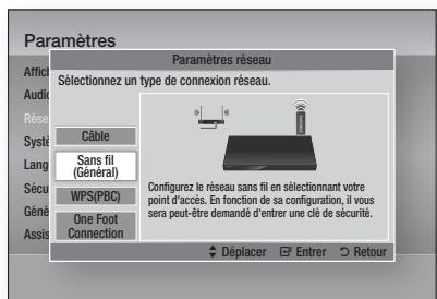 SAMSUNG BD-D7500 - Configuration d'une connexion au Résseau sans fil - Auto. - 1