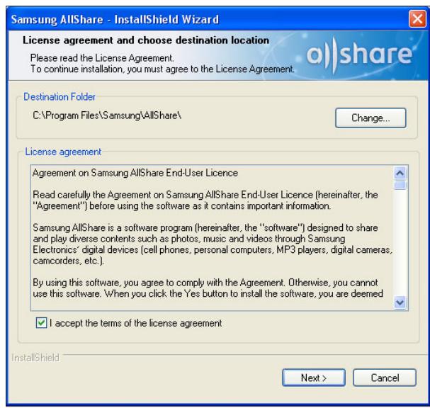 SAMSUNG BD-E5400 - Installation du logiciel AllShare - 2