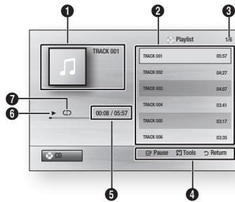 SAMSUNG BD-ES5000,  BD-ES 5000 - Audio CD (CD-DA)/MP3 Screen Elements - 1