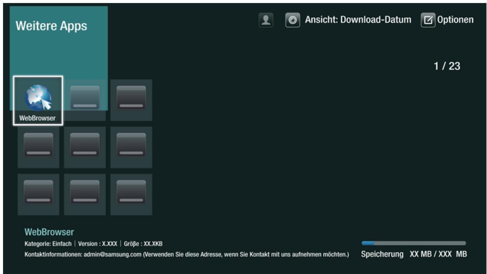 SAMSUNG BD-F8500 - Verwenden des Weitere Apps Bildschirms - 1