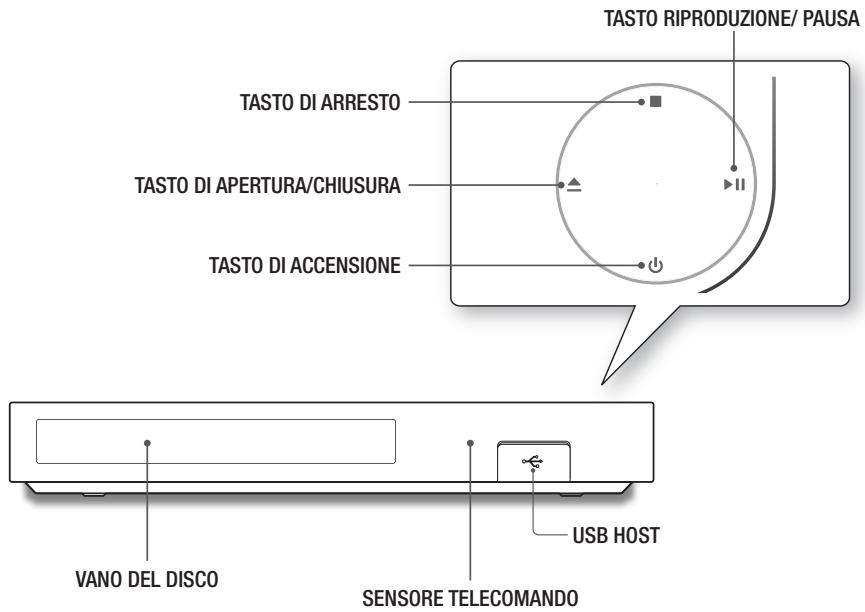 TASTO RIPRODUZIONE/ PAUSA TASTO DI ARRESTO TASTO DI APERTURA/CHIUSURA TASTO DI ACCENSIONE VANO DEL DISCO USB HOST SENSORE TELECOMANDO