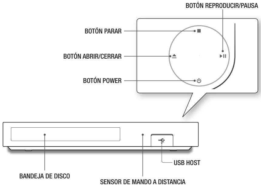 BOTÓN REPRODUCIR/PAUSA BOTÓN PARAR BOTÓN ABRIR/CERRAR BOTÓN POWER BANDEJA DE DISCO USB HOST SENSOR DE MANDO A DISTANCIA