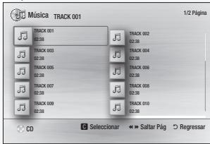 Música TRACK 001 1/2 Página TRACK 001 02:38 TRACK 003 02:38 TRACK 005 02:38 TRACK 007 02:38 TRACK 009 02:38 TRACK 002 02:38 TRACK 004 02:38 TRACK 006 02:38 TRACK 008 02:38 TRACK 010 02:38 CD Selectcionar Saltar Pág Regressar