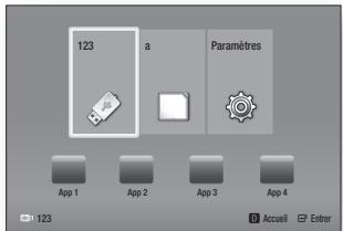 123 a Paramètres App 1 App 2 App 3 App 4 123 Accuil Enter