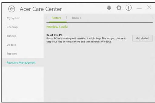 ACER ASPIRE S5,  ASPIRE S7 - Réinitialiser ce PC et conserver mes fichiers - 1