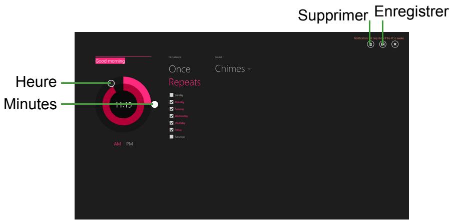 ACER ASPIRE SWITCH 11 SW5-111P-18K0 - Comment puis-je définir l'alarme ? - 1
