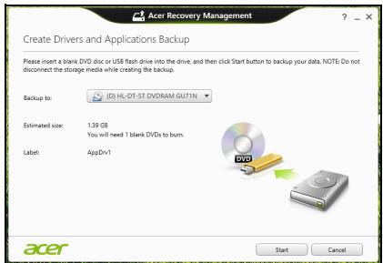 ACER ASPIRE SWITCH 11 SW5-111P-18K0 - Créer la sauvégarde des pilotes et des applications - 2