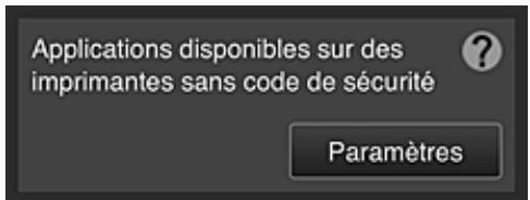 CANON MG 5750 - - Applications disponibles sur des imprimantes sans code de sécurité - 1
