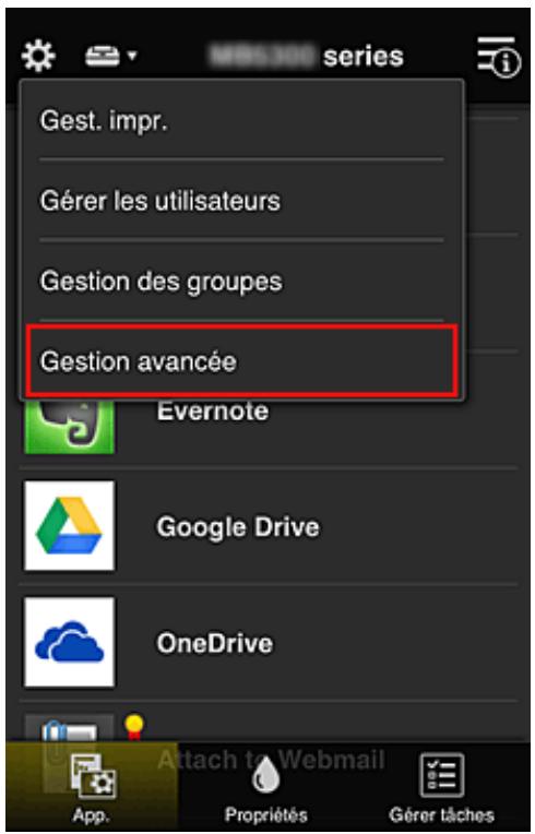 CANON MG 5750 - Limitation des applications que les utilisateurs individuels peuvent utiliser sur l'imprimante - 1