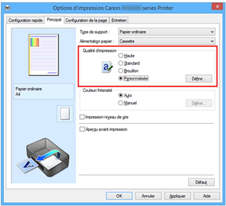 CANON MG 5750 - Définition du niveau de Qualité d'impression (Personnalisée) - 1