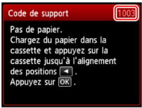 CANON MG 5750 - Lorsqu'un code support et un message s'affichent sur l'écran LCD : - 1