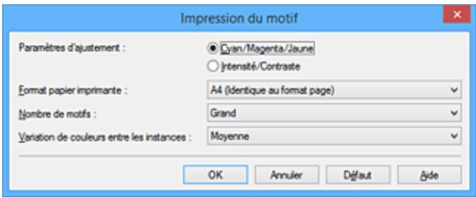 CANON MG 5750 - Configuration de l'impression du motif - 1