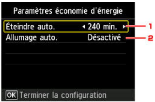CANON MG 5750 - Paramètres économie d'énergie et appuyez sur le bouton OK. - 1