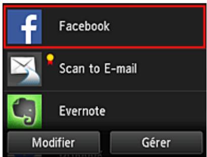 CANON MG 5750 - Sélectionnez l'application Facebook - 1