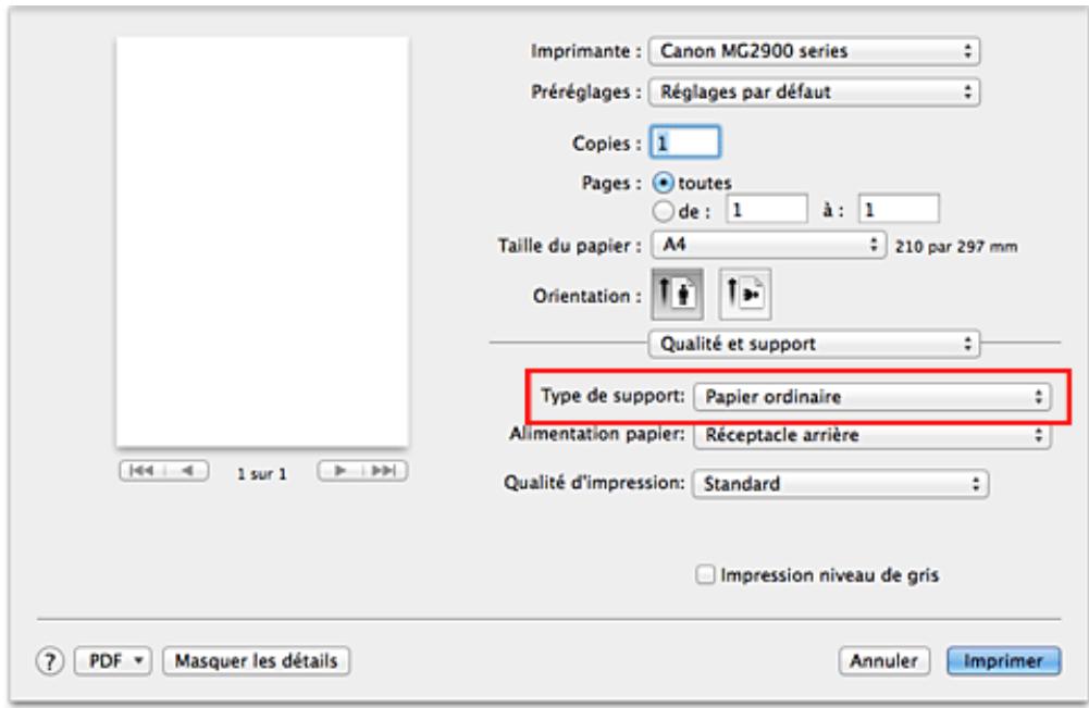 CANON MG2950 - Sélectionnéz le type de support. - 1
